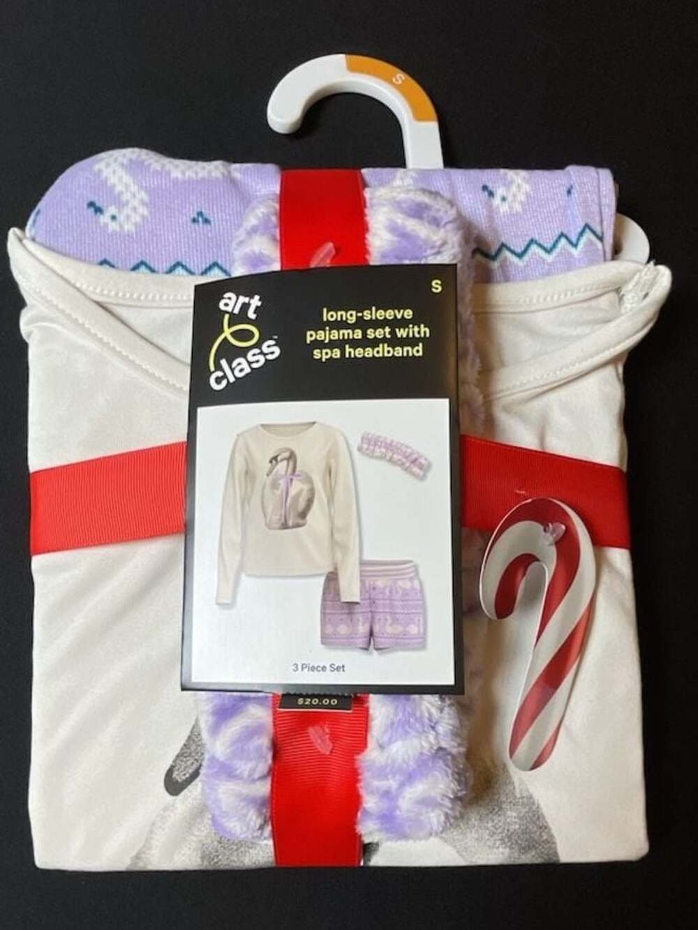 Art Class Girls 3-Piece Long-Sleeve Pajama Set with Spa Headband Size S